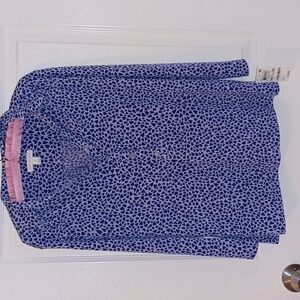 Blue Heart Print Bluse